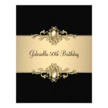 Black Coffee Trim 50th Birthday Party Pearl Invite