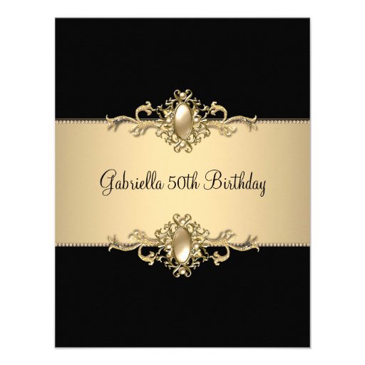 Black Coffee Trim 50th Birthday Party Pearl Invite
