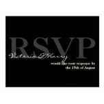 Black cream RSVP simple wedding response card Post Card
