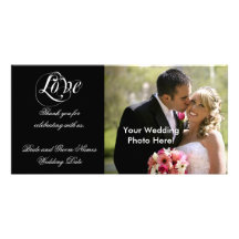 Black Customisable Wedding Thank You Photo Cards
