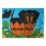Black Dachshund Halloween Pumpkin Greeting Card