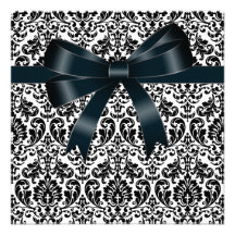 Black Damask Bow Black Tie Party Event Template Personalised Invitations