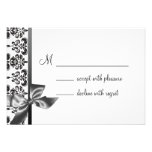 Black Damask Bow RSVP Personalized Announcements