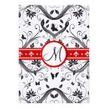 Black Damask Butterfly Swirls Red Wedding Invites