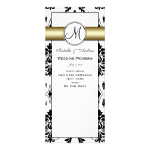 Black Damask Gold Wedding Program Personalized Announcements