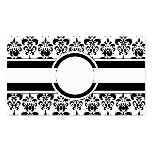 Black damask & monogram business card
