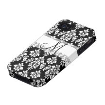 Black Damask Monogram iPhone 4 Casemate Case