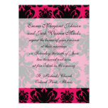 black damask on raspberry bold personalized invite