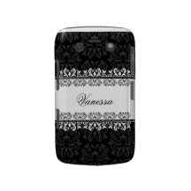 Black damask personalised BlackBerry Bold case