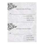 Black Damask Plum Hearts RSVP Wedding Invitation