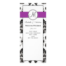 Black Damask Purple Wedding Program Personalized Announcement