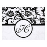 Black Damask Response Card- Text on Matte Side Personalised Invite