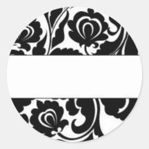 Black Damask Return Address Round Sticker