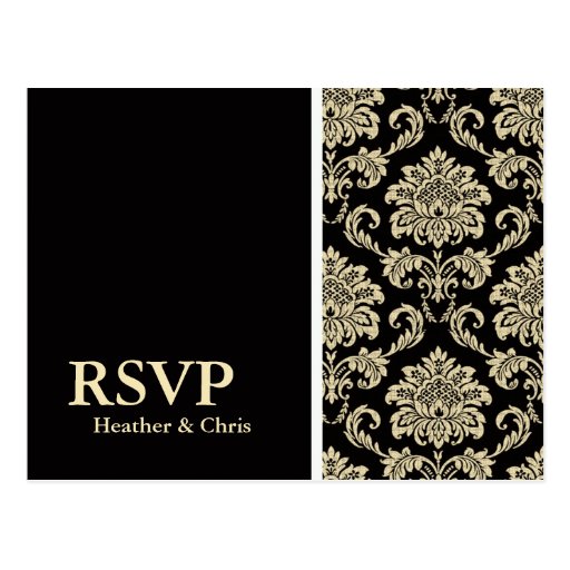 Black Damask RSVP Postcard