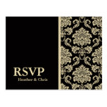 Black Damask RSVP Postcard