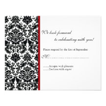 Black Damask RSVP Response Card Personalized Announcements