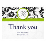 Black Damask Swirl Green Wedding Thank You Cards Personalized Announcement