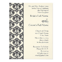 Black Damask Wedding Invitations