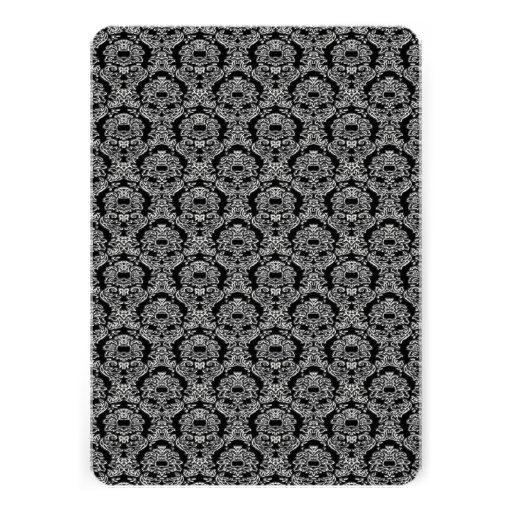 Black Damask Wedding Menu Custom Invite