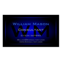 Black & Dark Blue Framed Monogram - Business Card