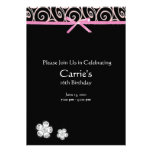 Black Diamond on Pink Sweet 16 Birthday Invitation