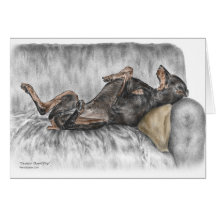 Black Doberman Pinscher Guard Dog Cards