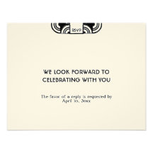 Black felt deco wedding enclosure RSVP response Custom Invitations