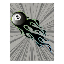 Black Flaming 8 Ball Post Card