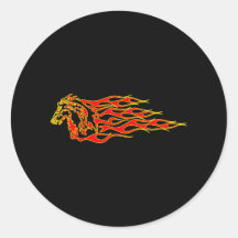Black Flaming Mustang Horse Sticker