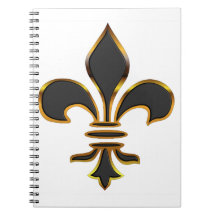 Black Fleur-de-lis Trimmed in Gold Note Book