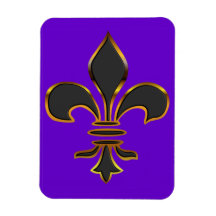 Black Fleur-de-lis Trimmed in Gold Flexible Magnets