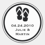 Black flip flop thong wedding favour tag seal labe sticker
