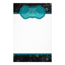 Black Floral Letterhead Stationery