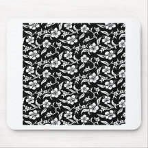 Black Floral Mouse Pads
