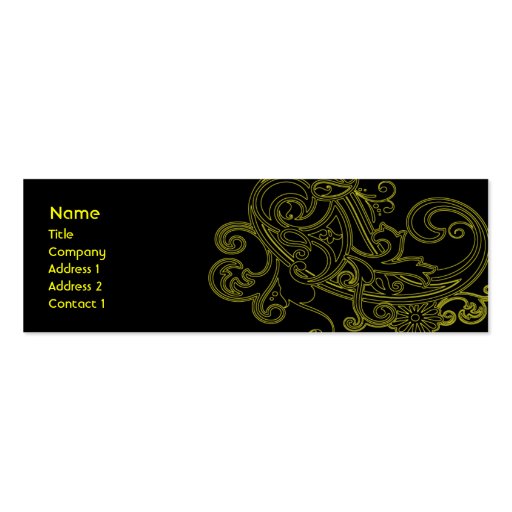 Black Floral - Skinny Business Card Templates