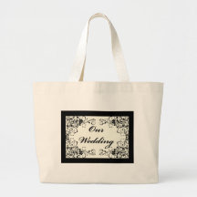 Black Floral Wedding Invitation Set Bag
