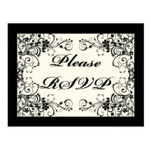 Black Floral Wedding Invitation Set Postcard