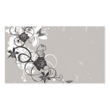 Black flowers Profile Card Business Card Templates