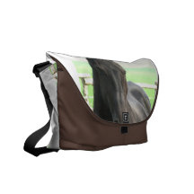 Black Friesian Horse Messenger Bag