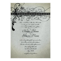Black Funky Textured Elegant Swirls Invitations