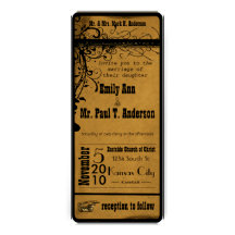 Black Funky Textured Playbill Swirls Wedding Personalised Announcement