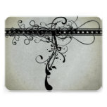 Black Funky Textured Swirls Wedding Response Cards Personalised Announcements