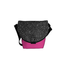 Black Glitter Courier Bag