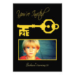 Black & Gold 21st Birthday Party Key Invitation