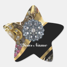 Black & gold bling sticker