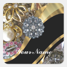 Black & gold bling sticker