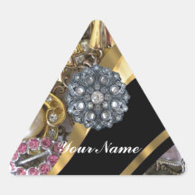 Black & gold bling triangle stickers