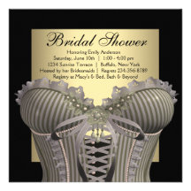 Black Gold Corset Bridal Shower Personalized Announcement