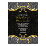 Black & Gold Damask Grandeur invitations
