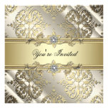 Black Gold Damask Party Personalized Announcement